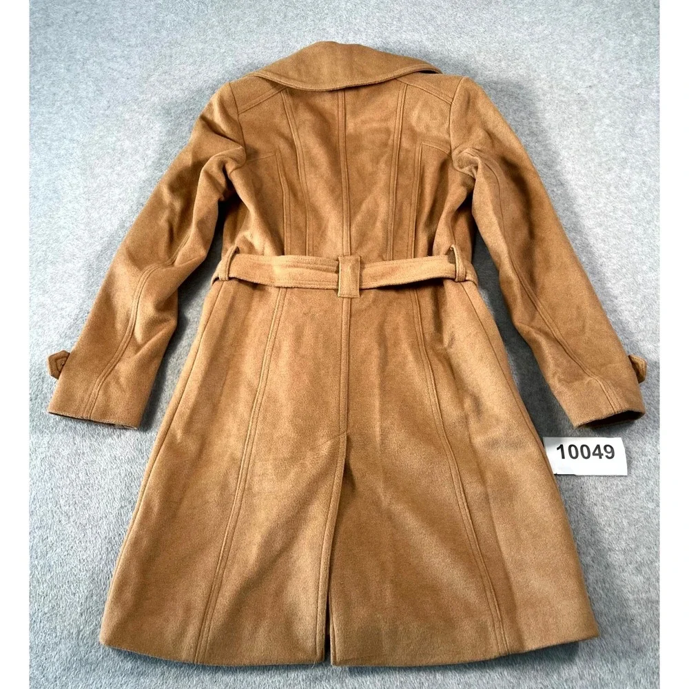 Michael Kors Trench Coat Women's XS Brown Waist Belted Notch Lapel Long Sleeve